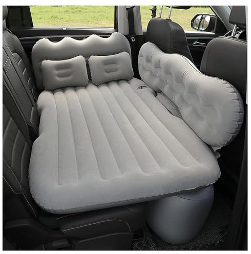 ASKKLP Auto Rücksitz Dickere Luftbett Auto Matratze für Seat Leon (2013-2020), SUV Aufblasbare Matratze, Auto Camping Reisematratze Beflockt Auto Luftmatratze,A/Gray