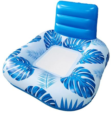 Pool-Sitzschwimmer mit atmungsaktivem Netz und verstärktem Rahmen – Schwimmender Loungesessel für Nachtschwimmen, Strandpartys & Sommerentspannung, PVC-Wasserhängematte mit Rückenlehne und