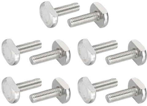PATIKIL Pernos De Ranura En T M6 X 20 Mm, 10 Pcs Acero Inoxidable 304 Pernos De Inserción En T Tornillos Deslizantes Con Rosca Métrica Cabeza De Martillo Para Rieles En T, Plateado