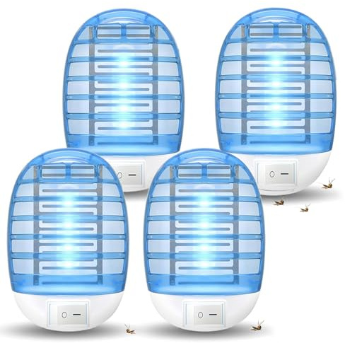 Mückenlampe, Insektenvernichter Elektrisch, Steckdosen-Insektenvernichter mit UV-Licht, mückenfalle, für Fliegen, Mücken, Motten, Küche, für Schlafzimmer, Indoor (4 Pack)