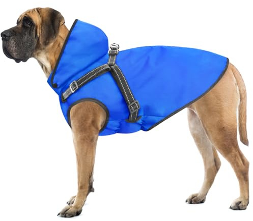 Mosucoirl Hunde Regenmantel Wasserdichter Hunde Kapuzenpullover Reflektierender Hund Regenmantel mit Kapuze Verstellbare Regenjacke für kleine Mittelgroße große Welpen (M)