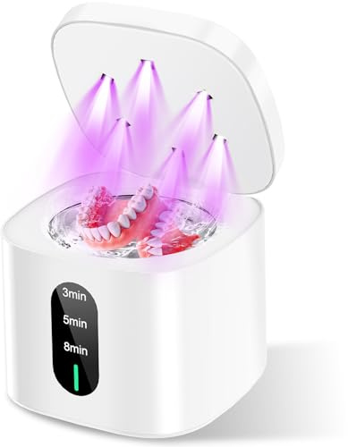 Nettoyeur à ultrasons amélioré, nettoyeur de prothèses dentaires 45 kHz avec minuterie numérique, nettoyeur à ultrasons de 200 ml pour appareils dentaires, garde-nuit, aligneur, brosse à dents, bijoux