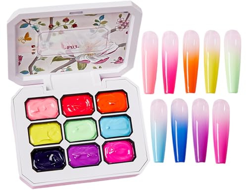 Frfik Gel-Nagellack-Palette | Gel für Farbverlauf – Palette 9 Farben Zubehör Maniküre Design Nägel für kreative Ideen