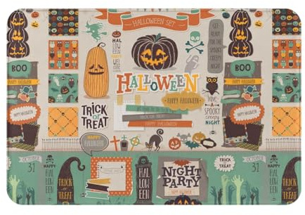 YHLKLWKSZC Tappetino di benvenuto, con stampa di album di Halloween, grazioso zerbino di benvenuto, per ingresso, camera da letto, bagno, cucina, 61 x 40,6 cm