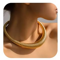 TINGN Gold Chunky Kette für Damen 14K Gold Vergoldete Klobigekette Trendy Choker Halskette Punk Dicke Tropfenförmig Perlen mit Kugeln Büroklammer Schlangen Modeschmuck Geschenk für Damen