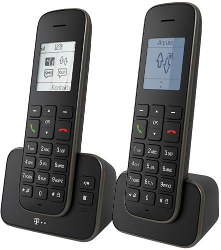 Telekom Sinus A 207 Schnurlostelefon & Sinus 207 Pack Mobilteil I Telefon-Set, Festnetz-Telefon & Zusatz-Mobilteil I Fritz!Box-kompatibel I Grafik-Display, strahlungsarm I Langlebiger Akku