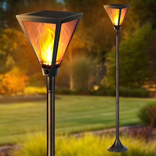 Joomer Solarlampen für Außen mit Realistischer Flammeneffekt 2 Stück 138CM