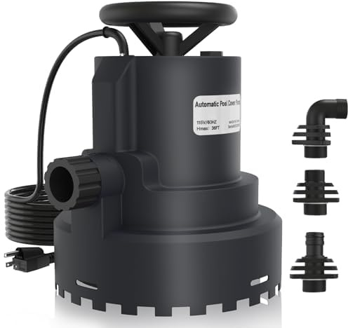 AgiiMan 1HP Automatic Submersible Water Pump, 5000GPH Sump Pump Utility Pump for Pool Draining, Water Removal Pump with 33' Power Cord for Flooded Areas, Swimming Pool, Flooded House Basement,Black