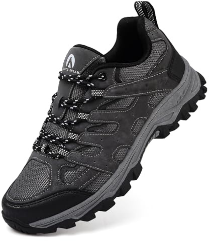 Unitysow Zapatillas de Senderismo para Hombre Zapatillas de Trekking Outdoor Camping Caminar Botas de Montaña Ligeros Transpirable Zapatos de Deporte,Gris,41 EU