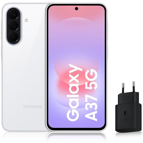 Samsung Galaxy A37 5G, Smartphone Android 5G avec l'IA accesible à Tous, 128 Go, RAM 6 Go, Chargeur Secteur Rapide 25W Inclus, Smartphone déverrouillé, Blanc, Version FR