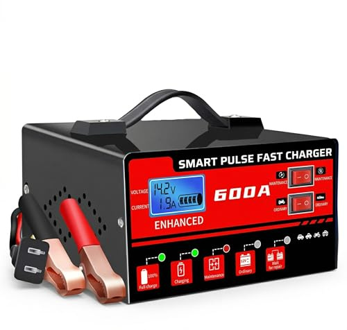 Caricabatteria automatico per auto da 6A 12V 24V, caricabatteria portatile per batterie AGM EFB Start-Stop, moto, auto, camper, con desulfatazione a impulsi e carica di mantenimento
