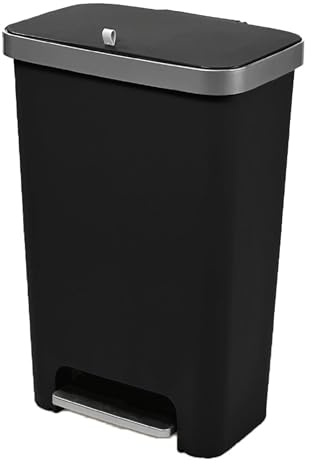 Addis 50L Rectangular Recycling Pedal Bin | 2 Compartment Kitchen Black