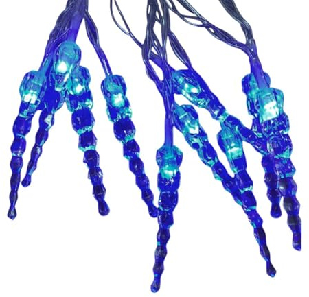 LED-Lichterkette Eiszapfen 10xLEDs batteriebetrieben Weihnachts-Party-Fenster-Tisch-Baum-Kommode-Dekorations-Leuchte-Lampe (LED-blau)