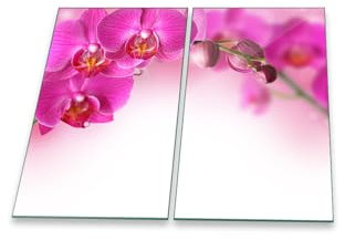 decorwelt | Herdabdeckplatten 2x30x52 cm Ceranfeldabdeckung 2-Teilig Universal Elektroherd Induktion für Kochplatten Herdschutz Deko Schneidebrett Sicherheitsglas Spritzschutz Glas Orchidee