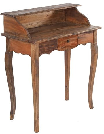 DESIGN DELIGHTS Vintage MASSIVHOLZ SEKRETÄR Napoleon | braun, 80x92cm(BxH), Recyclingholz, Shabby Style Konsolentisch| Schreibtisch