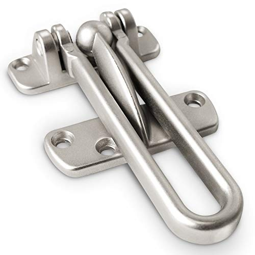 Jack N’ Drill Swing Bar Door Lock Durable Door Guard for Back & Front Doors, Childproof Door Security Made from Reinforced Diecast Metal for Home Security (Satin Nickel, 2 Pack)