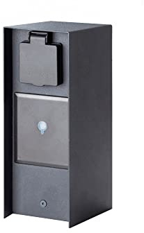 Novatool - Colonnes de prise d'extérieur - 3 prises - Smart-Home - Acier inoxydable - Anthracite - Carré - IP44 - Multiprise avec minuteur - Répartiteur de prise de courant