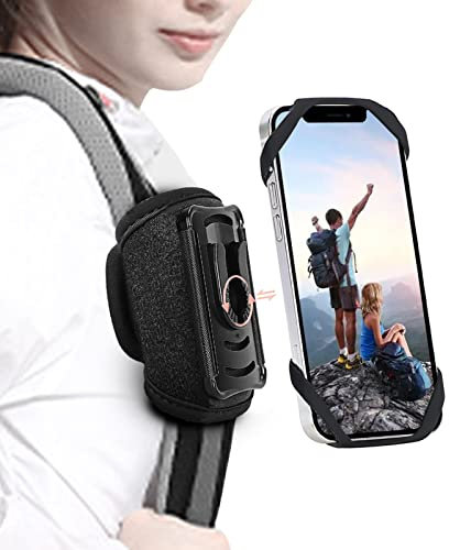 Outdoor Handy-Halter mit abnehmbare Halterung Handytasche Rucksack,Rucksack Handyhalter,Smartphone Tasche Schutzhülle für Most iPhone, Samsung,Schwarz
