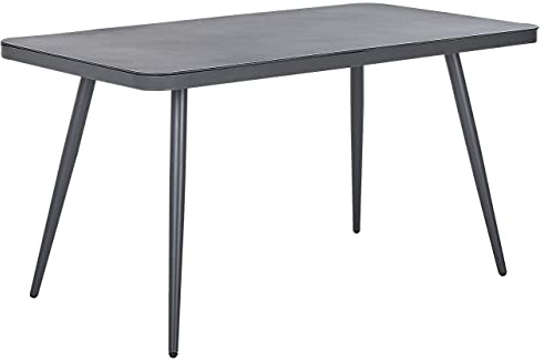 Beliani Gartentisch Aluminium Glasplatte grau Steinoptik rechteckig 140x80 Modern Lipari