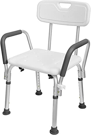 YRHome Duschpall justerbar höjd – duschstol för seniorer gravida badstol för dusch, halkfri stol med armstöd och ryggstöd, badsits 5 steg 37,5–50,5 cm för barn, ålder gravida kvinnor