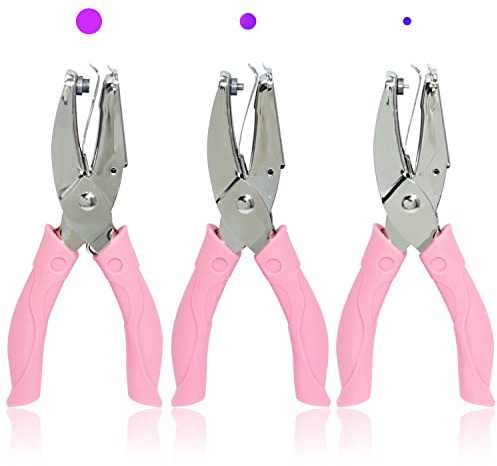 CheeMuii Lot de 3 perforatrices en métal pour papier avec poignée en plastique pour trous en forme de cœur, cercle, étoile et un trou pour loisirs créatifs