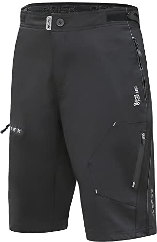 Brisk Bike Cycling Shorts Men's MTB Shorts with 4 Zipper Pockets and Adjustable Waistband Cycling Shorts