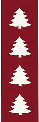 matches21 Tischläufer Orlando Weihnachten TANNENBÄUME Tischwäsche Polyester & Vinyl waschbar 1 STK 40x160 cm - rot