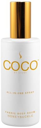 COCO by Stone 5oz All-in-One Spray (Honeysuckle) Shake & Spray Formula for Fabric, Pillows, Interiors, Clothing, Home Fragrance Accessories, Room Perfume, Room Deodorizer, Vegan & Cruelty-Free