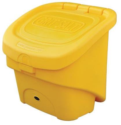 Glasdon Grit Salt Bin 90 Litre Storage Container for Winter Safety Durable & Compact Salt and Grit Box with Grit/Salt Embossed Decal Stackable Heavy Duty Highly Visible with 100 Kg+ Capacity (Yellow)