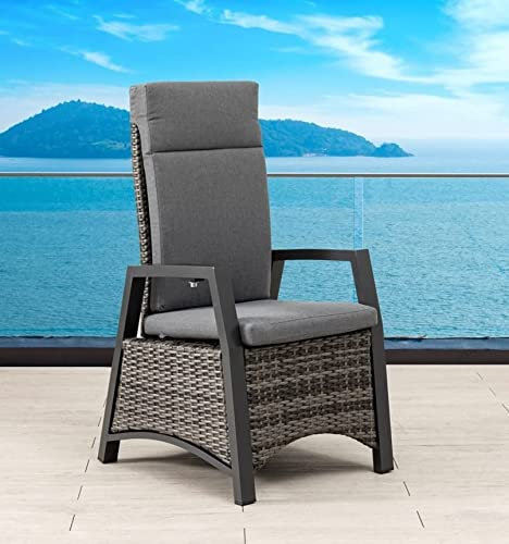 Gardissimo 8 x Aluminium XXL Polyrattan Movesessel Medan Blackpearl, inklusive Auflage, mit stufenlos Verstellbarer Rückenlehne, 120 kg Tragkraft, absolut wetterfest und pflegeleicht/Diningsessel