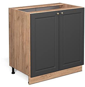 Vicco Küchenunterschrank Fame-Line, Anthrazit-Gold, 80 cm | MDF-Front · Ohne Arbeitsplatte · Höhenverstellbare Füße · Metallgriffe · Soft-Close