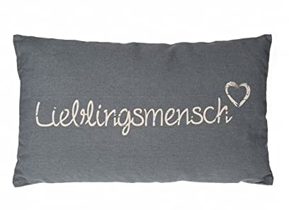 Kissen Lieblingsmensch – 50 x 30 cm inklusive Inlett – grau, creme | Mit Reißverschluss für dein Bett, Sofa, Boot oder die Terrasse – Geschenkartikel, kombinierbar mit der Serie – Seaside No.64