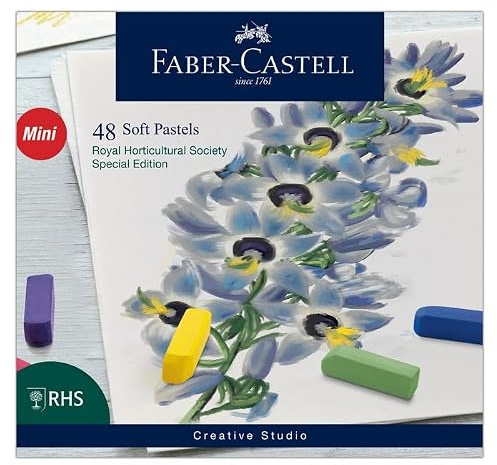 Faber Castell Creative Studio Soft Pastels RHS Special Edition Multicolor Set mit 48 Halbstäbchen für Kunst, Handwerk, Zeichnen, Skizzieren, Zuhause, Schule, Universität, Ausmalen
