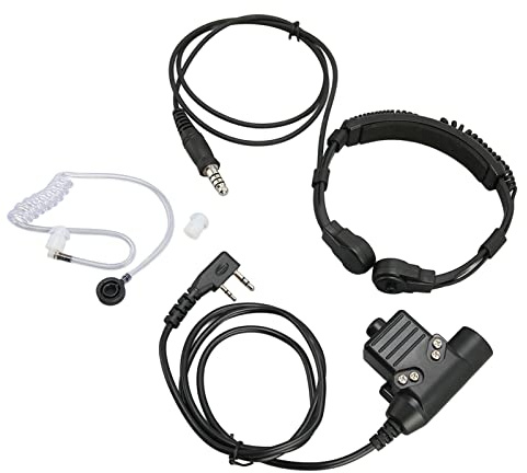 Kehlkopfmikrofon Walkie Talkie Ohrhörer, Akustikrohr 2-Wege-Funkhörer mit U94 PTT, Taktisches Kehlkopfmikrofon-Headset für UV 5R BF 888S BF F8HP BF F9 UV 82