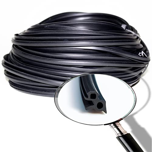 Junta S-1387 Negro, Burlete de Goma para Ventanas de Aluminio y PVC, 5mts