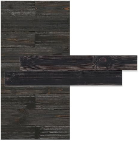 iWerk® Echtholz Wandpaneele schwarz selbstklebend | Premium Holzpaneele für Wand & Decke | Moderne Wandverkleidung für Wohnzimmer, Schlafzimmer & Kinderzimmer | Design „Black“ – 78 × 10 × 0,5 cm