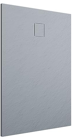 Piatto Doccia 80x90 cm Grigio Effetto Pietra Rettangolare in SMC Riducibile Samos