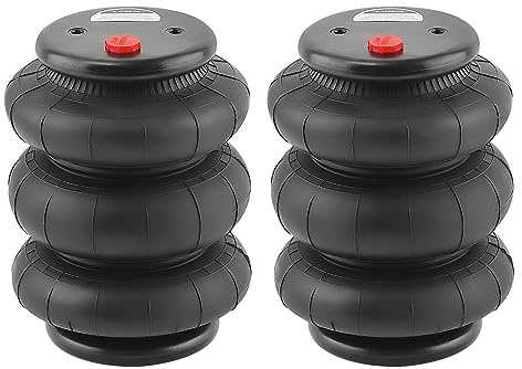 maXpeedingrods Pack of 2 Triple Bellow Air Spring 2600 lbs Air Suspension Bag 1/2 NPT Single Port Universal Replacement