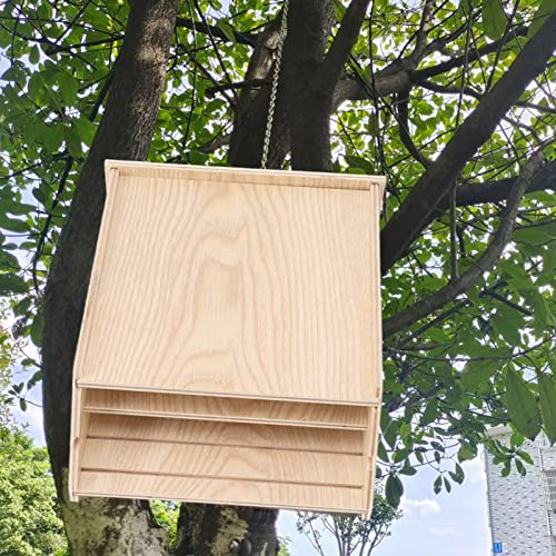 Fledermaushaus aus Holz, Fledermaushaus für den Außenbereich, Fledermauszubehör mit 2 Kammern, Fledermauskasten Im Freien, Fledermausschutz für den Garten, 9,4 X 7,2 X 2,8 Zoll