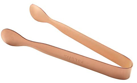Ice Tongs Small Mini Food Serving Clip Coffee Bar Utensil, Cube Sugar Tongs for Tea Party, Stainless Steel Ice Tongs with Smooth Edge(Rose Gold)