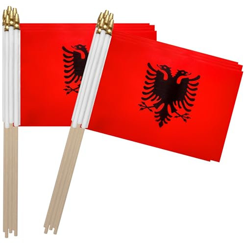 TSMD Stockflaggen, 12,7 x 20,3 cm, 12 Stück (Albanien)