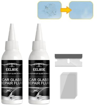 Colle pour Réparer Les Fissures du Pare-Brise, DIY Automotive Nano Fluide De Réparation du Verre, Kit De Réparation Rapide des Fissures, pour Réparer Les Fissures du Pare-Brise De L'auto (2PCS)