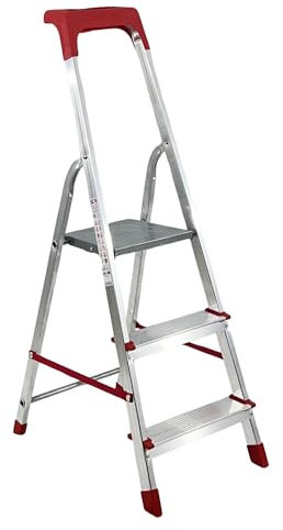 Marvin Scala Domestica in Alluminio Martina 3 Gradini Leggera Portatile Scaletto con Vaschetta Portaoggetti Pieghevole Robusta Salvaspazio portata 150 kg made in Italy certificata (3 Gradini)