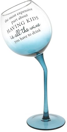 Pavilion – All The Wine You Have to Drink – Copa de vino de 11 onzas con tallo de color verde azulado degradado único regalo divertido para mamá papá humor regalo para padres