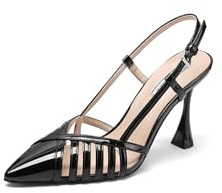 QUEEN HELENA Décolleté con Tacco Medio Scarpe Eleganti Aperte a Punta Chiusa Donna K3367 (Nero, 35)