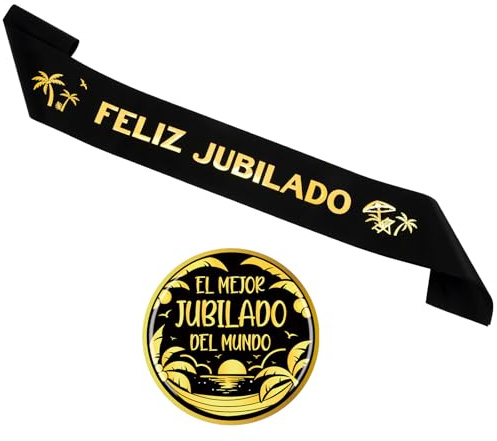 HOWAF Regalo Jubilacion Hombre, Banda Feliz Jubilado con Insignia para Fiesta Jubilacion Accesorios Jubilado Photocall Fiesta Jubilación Decoracion, Regalo para La Jubilacion, Regalos Jubilacion
