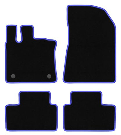 Velours-Fußmatten passend für Renault Captur II 2020-, Schwarz-Blau, CARLUX | passend für Crossover; Velours-Teppich (Polypropylen), ca. 6,5 mm; rutschfest, vormontierte Befestigungen (Typ RN)