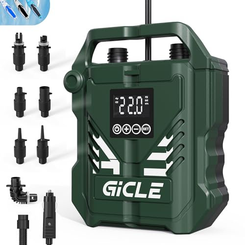 GICLE 22PSI Paddle Board Pump Electric SUP Pump, with 12V DC Car Connector, Dual Stage Fast Inflation for Paddleboard, Boat, Tent