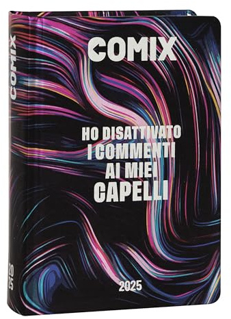COMIX - Diario Mignon Plus Giornaliero 16 Mesi, Diario Scuola 2024-2025 per Ragazzi e Ragazze, con Copertina Rigida, Ideale per la Scuola Superiore, 9x12.5h cm, Nero