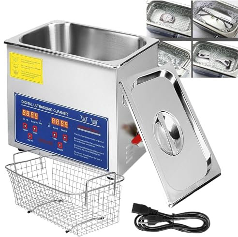 Ultrasonic Cleaner, 1.3L 2L 3L 4.5L 6L 10L 15L 22L 30L, 304 Stainless Steel/Digital Control, 1-80° Temperature Control, With Timer / 0-30min Adjustable Time, For Lab,3L